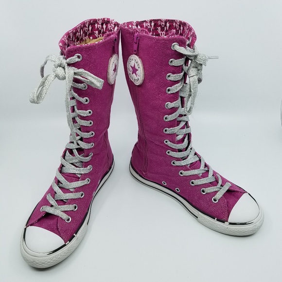 knee high pink converse